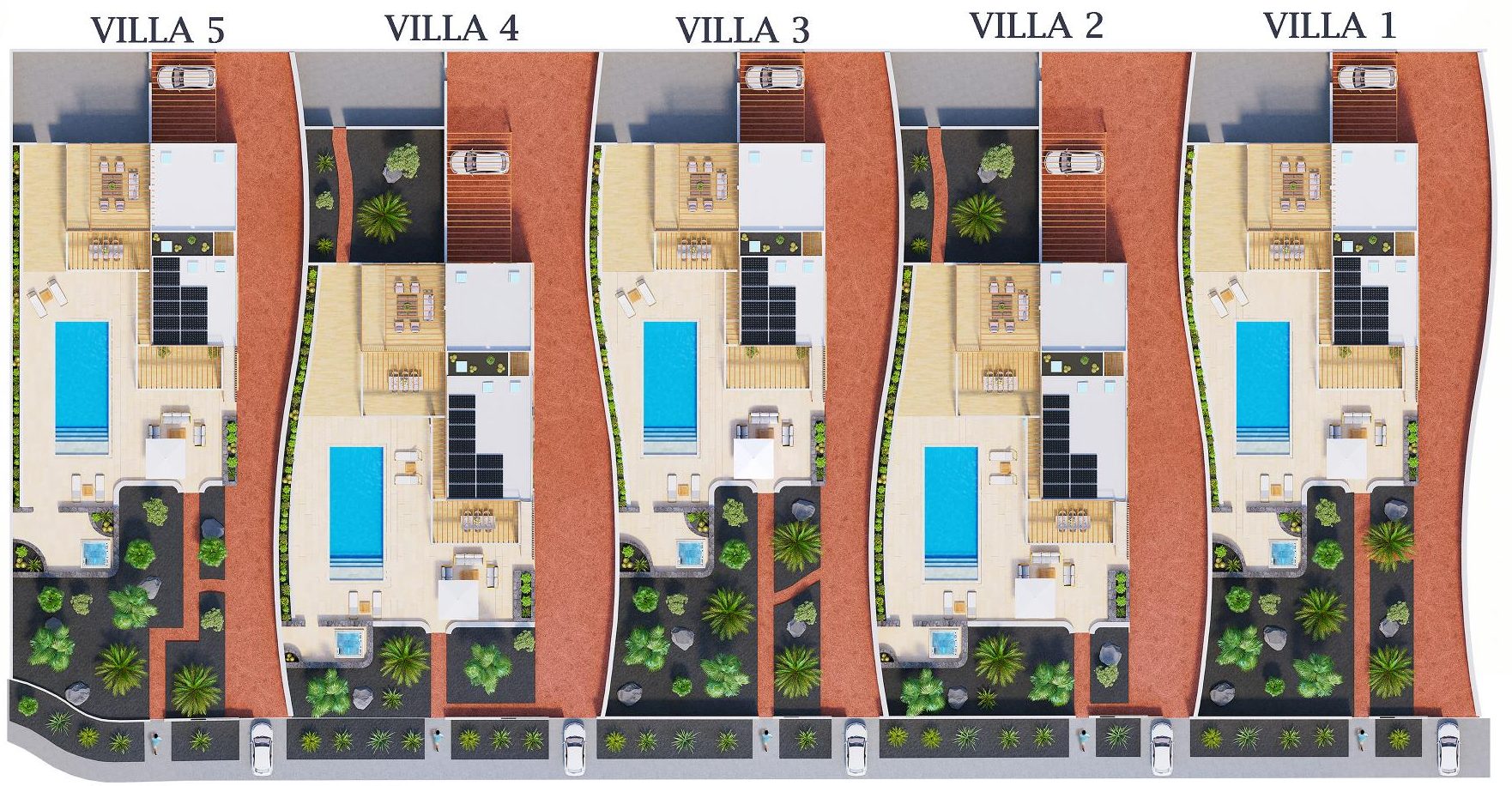 Plano general de las cinco villas Think Lanzarote
